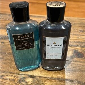Bath & Body Works Ocean & Gingham Legend 2-in-1 Body Wash Set - Blue and Black